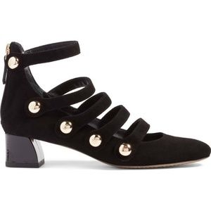 Tory Burch Marisa Black Wool Strappy Heels Pump